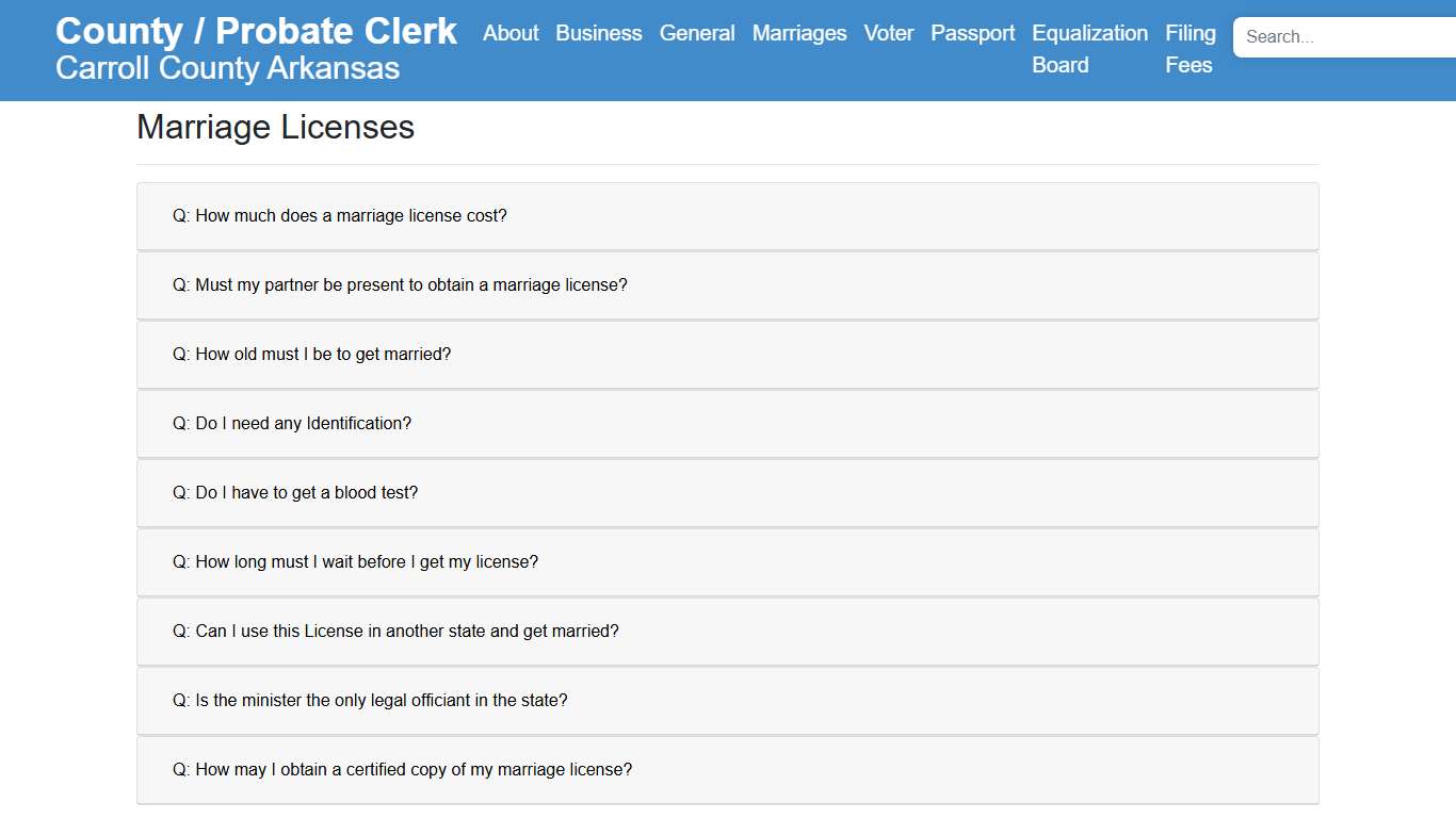Marriage Licenses - Carroll County Arkansas