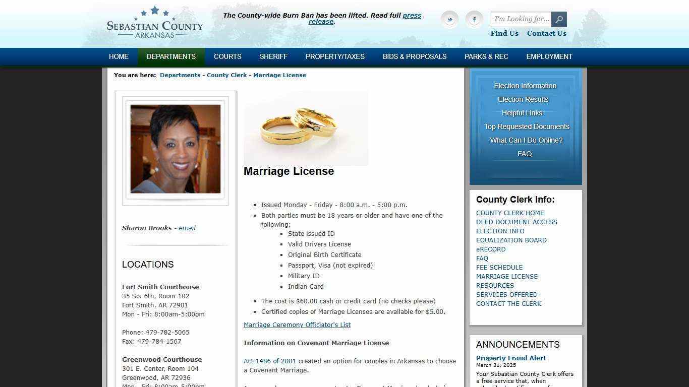 Sebastian County Government > Departments > County Clerk > Marriage License