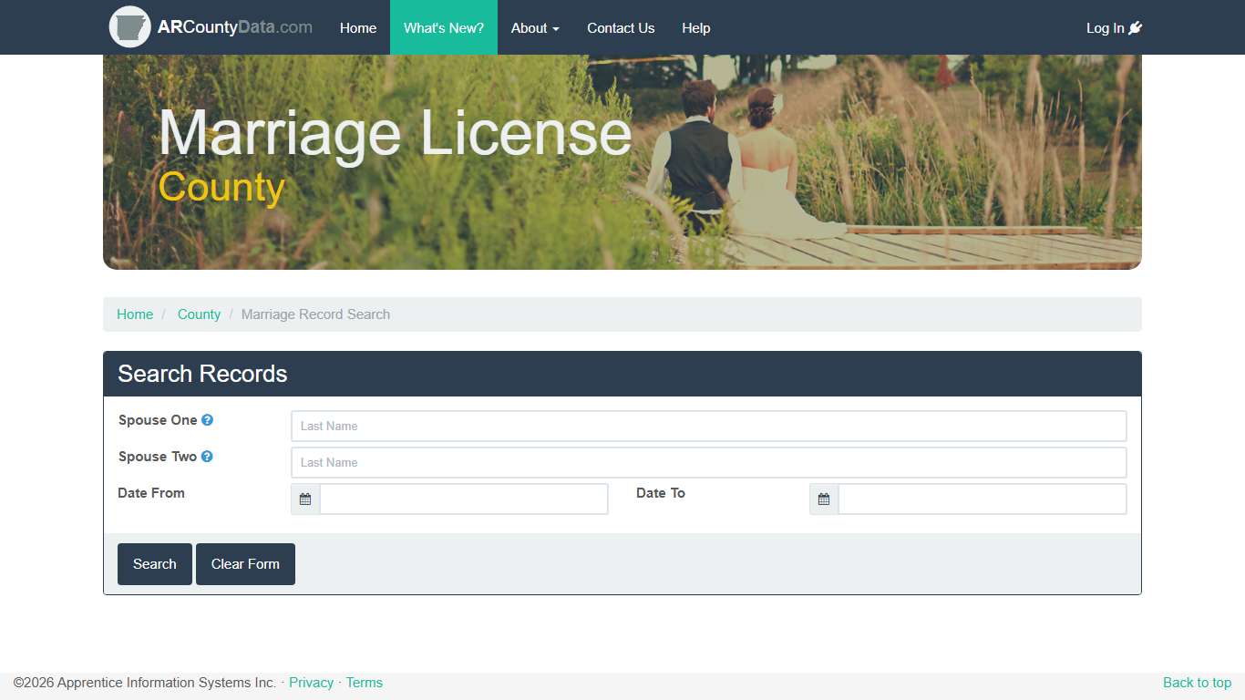 County Marriage Search - ARCountyData.com - ARCountyData.com